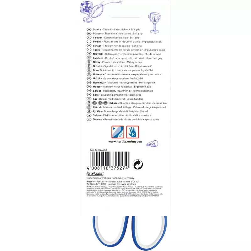 Enkele pen Herlitz my.pen Straight Cut Blauw Wit