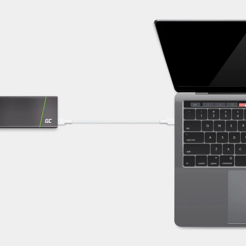 USB-C-naar-USB-C-kabel Green Cell KABGC29W 2 m, USB 3.2 Gen 1, 60 W PD, gevlochten TPE, wit