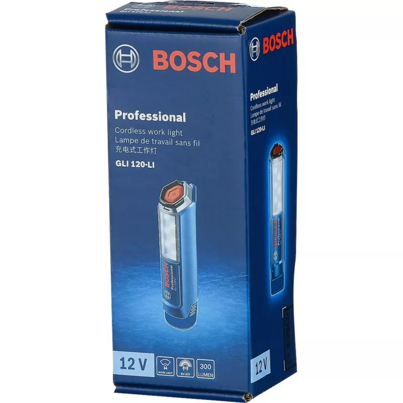 Bosch Professional GLI 12V-300 06014A1000 accu-werklamp, 300 lm, blauw (zonder accu en lader)