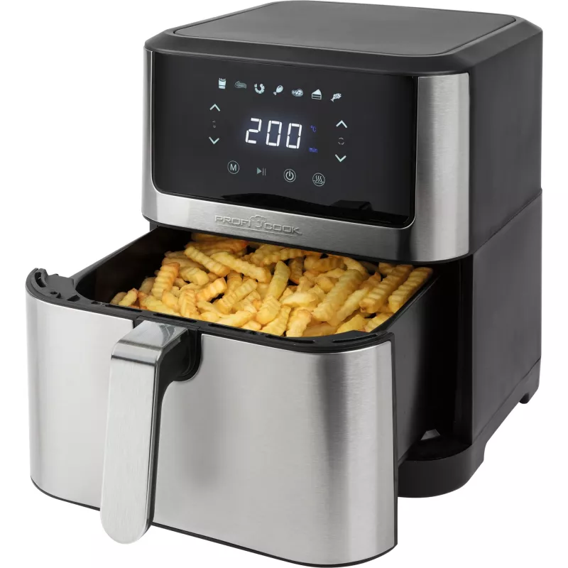 ProfiCook PC-FR 1269 H heteluchtfriteuse, 8 l, 1800 W, 80-200 °C, roestvrij staal/zwart