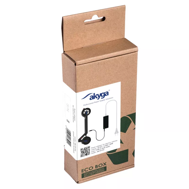 Akyga AK-EV-03 oplader voor e-bikes en e-scooters met 36 V-accu, 42 V / 2 A, 84 W, XLR 3-pin stekker, 1 m