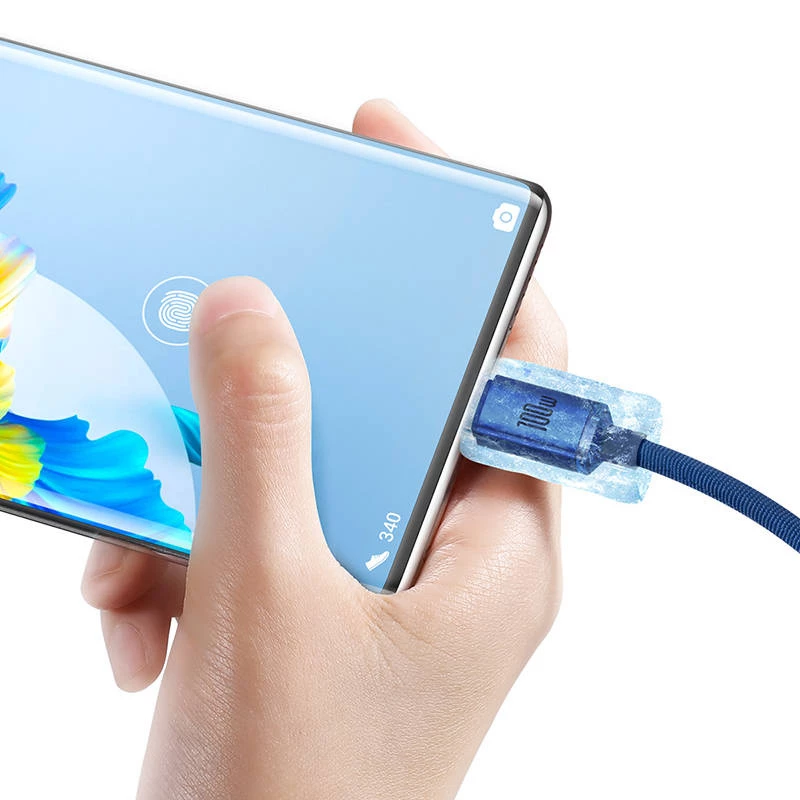 Baseus Crystal Shine kabel USB naar USB-C, 100W, 2m (blauw)