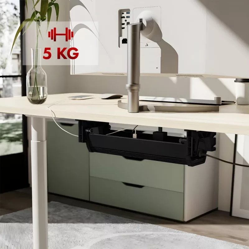 Kabelgoot onder bureau MACLEAN MC-106B — zwart, ABS, maximale belasting 5 kg