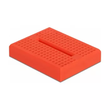 Breadboard DELOCK 18318 – soldeervrij kunststof prototypeboard, 36 × 46 × 10 mm, rood