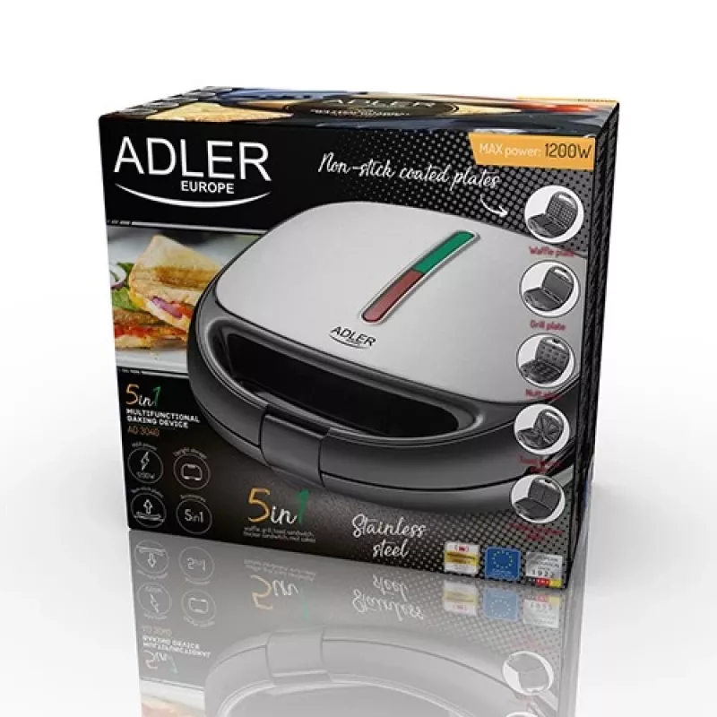 Adler AD 3040 sandwichmaker 1200 W zwart, grijs