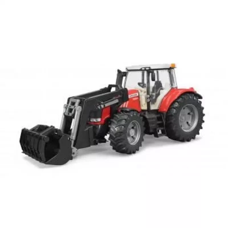 Speelgoedtractor BRUDER Massey Ferguson 7624 met voorlader, rood, voor kinderen vanaf 3 jaar