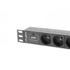 Stekkerdoos LANBERG PDU-03E-0200-BK — 1HE, 3x Type-E stopcontacten, 220–250 V, 16 A, 2 m kabel, zwart