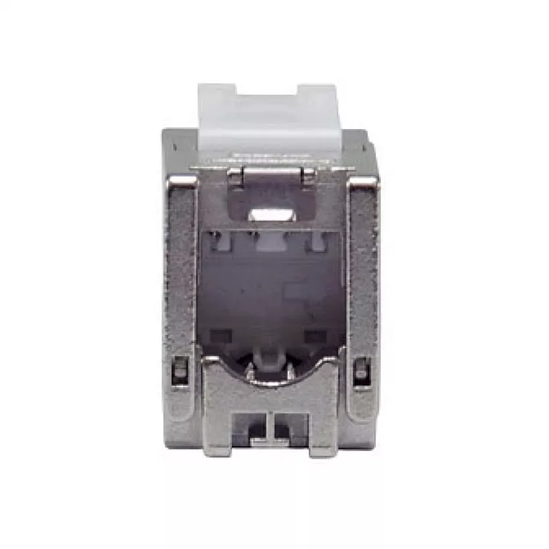 Afgeschermde Cat.6A slanke Keystone Jack, EQUIP 767223, gereedschapsloos, RJ-45, plat, zilver, 8 stuks