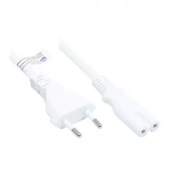 Euro-netkabel Euro-stekker type C (recht) naar C7/Euro 8 bus (recht), wit, 0,75 mm², 0,5 m, Good Connections® (P0370-W005)