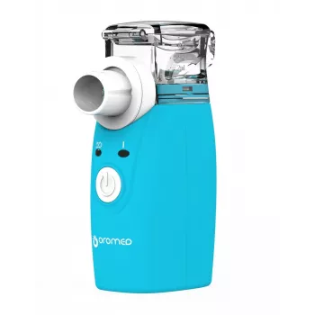 Stoominhalator HI-TECH MEDICAL ORO-MESH batterijgevoed blauw wit
