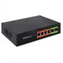 Ethernet PoE-switch QOLTEC 52289 — 4x RJ45 PoE-poorten, 2x RJ45 uplink, 65W PoE-budget