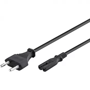 Wentronic Goobay Euro-aansluitkabel, 3 m, zwart - Eurostekker (Type C, CEE 7/16) > apparaatbus C7 (95038)
