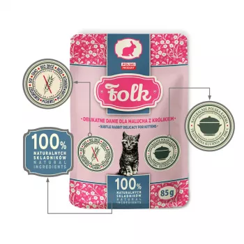 FOLK Kitten zachte konijnendelikatesse - natvoer voor katten - 85g