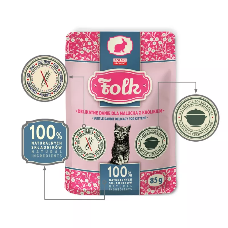FOLK Kitten zachte konijnendelikatesse - natvoer voor katten - 85g