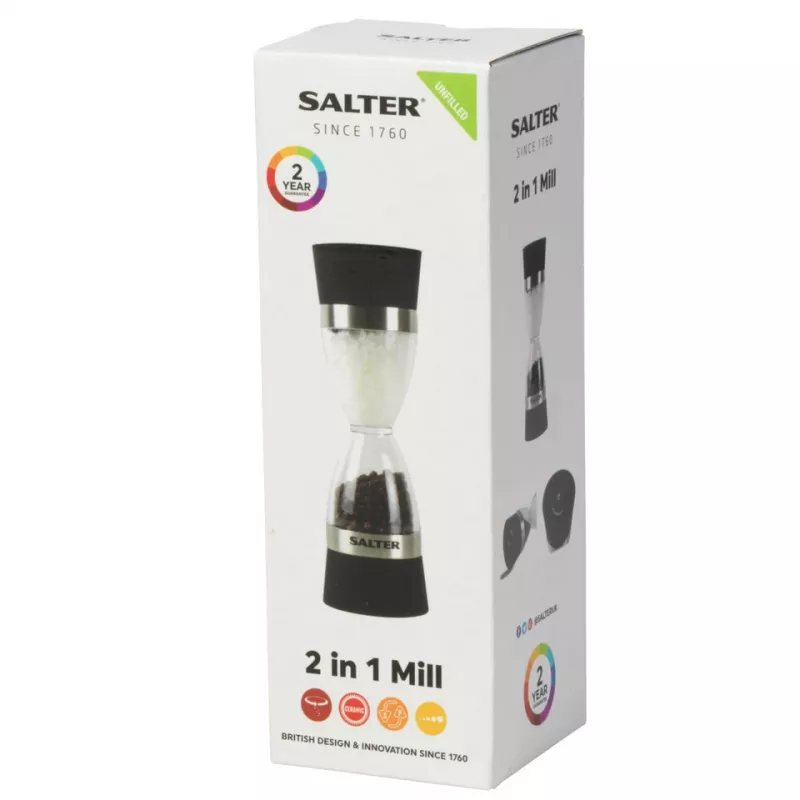 Mechanische zout- en pepermolen Salter 7611 BKXRUP1 2-in-1 verstelbare maalgraden RVS