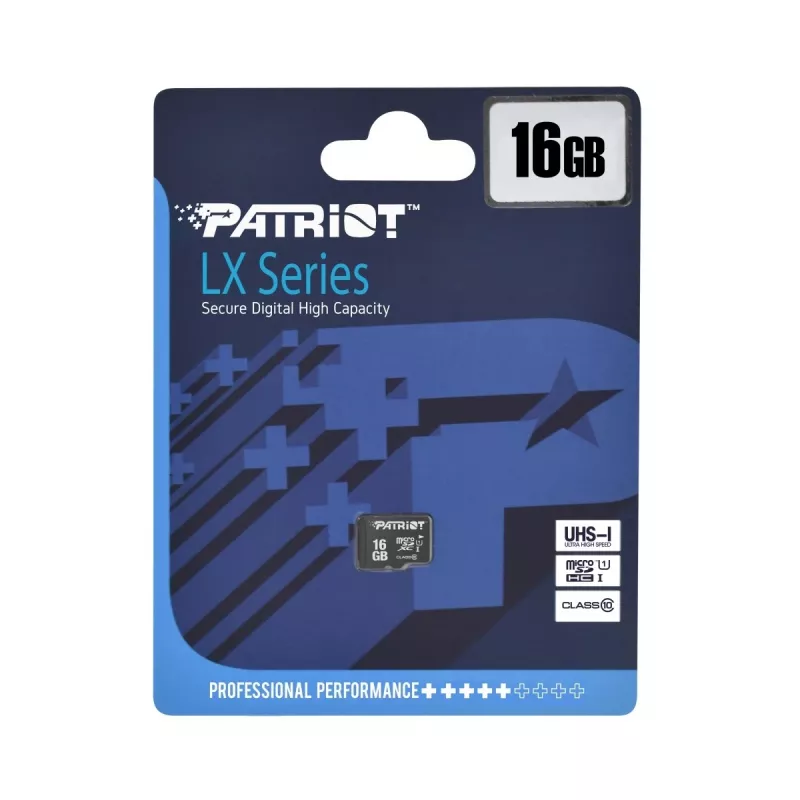 MicroSDHC-geheugenkaart PATRIOT PSF16GMDC10 — 16 GB, Class 10, UHS-I (U1), 80 MB/s, zwart