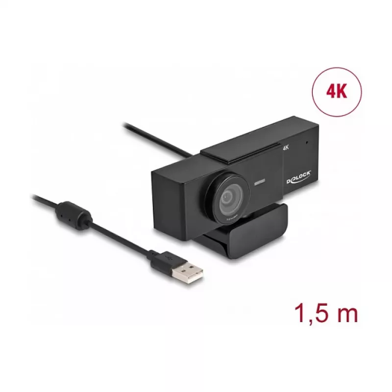 Webcam DeLOCK 96400 8 MP 3840 x 2160 pixel USB 2.0 zwart