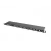 Patchpanel LANBERG PPS5-0024-B 24-poorts CAT5e, metaal, 0,5 U, 445×99×22,3 mm, zwart