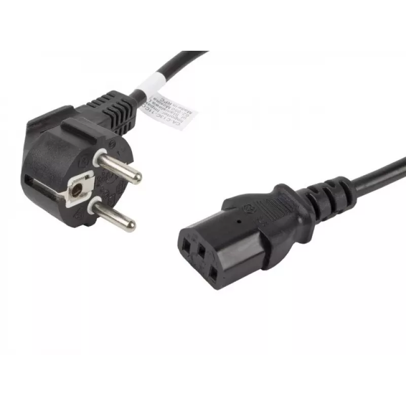 Netkabel LANBERG CA-C13C-11CC-0018-BK — 1,8 m, C13-koppeling naar CEE7/7, haaks C13