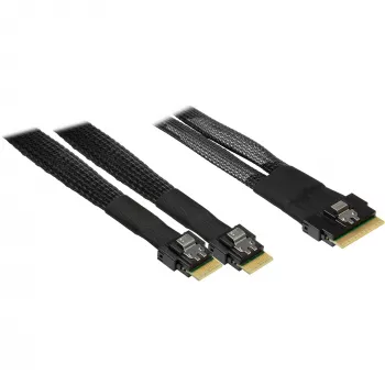 INTER-TECH kabel SFF-8654-8i naar 2× SFF-8654-4i, 70 cm interne splitkabel