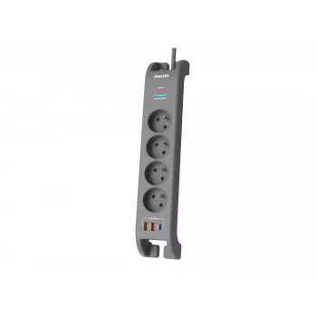 Stekkerdoos overspanningsbeveiliging Philips 4-voudig 2 m kabel 3×US