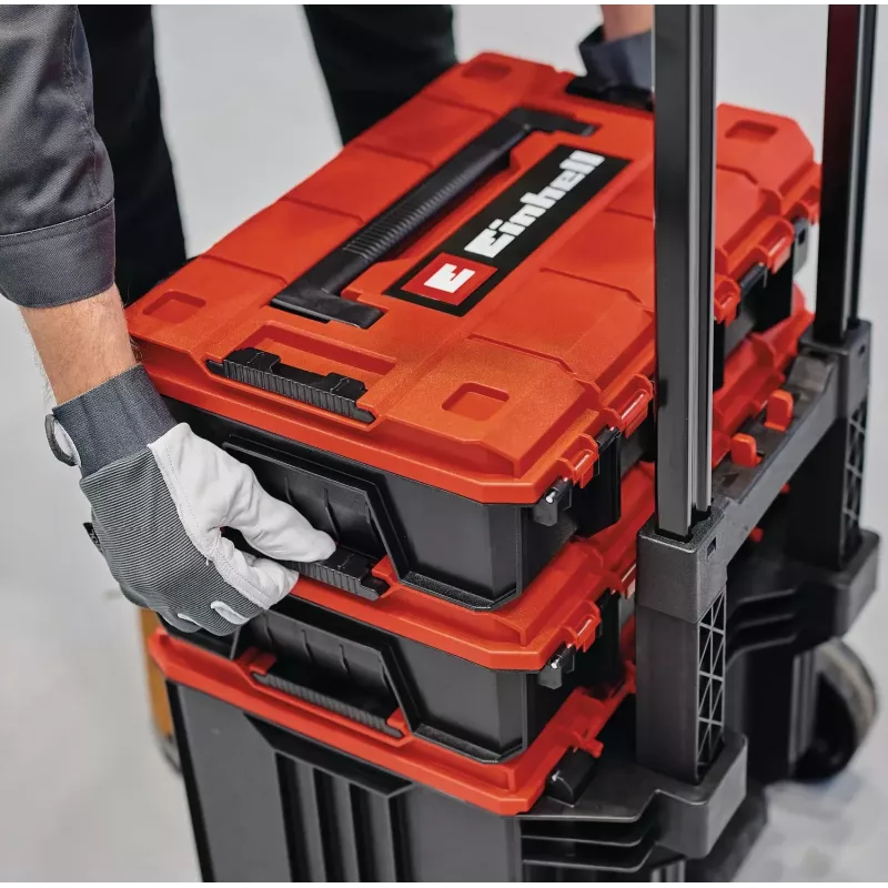 Gereedschapskoffer Einhell E-Case Tower zwart rood polypropyleen hittebestendig spatwaterdicht