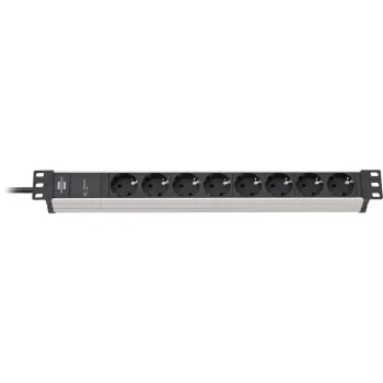 Brennenstuhl 1390007308 - 2 m - 8 stopcontacten - binnen - IP20 - aluminium - kunststof - zwart - zilver