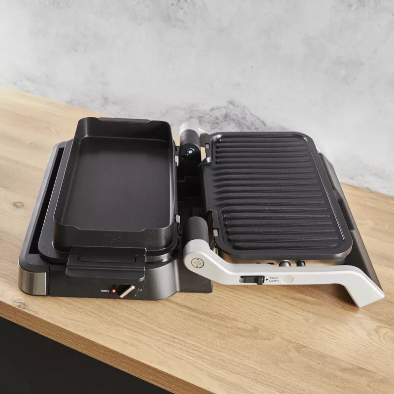 Elektrische contactgrill Tefal OptiGrill+ XL roestvrij staal — grote capaciteit, automatische bereidingsprogramma's