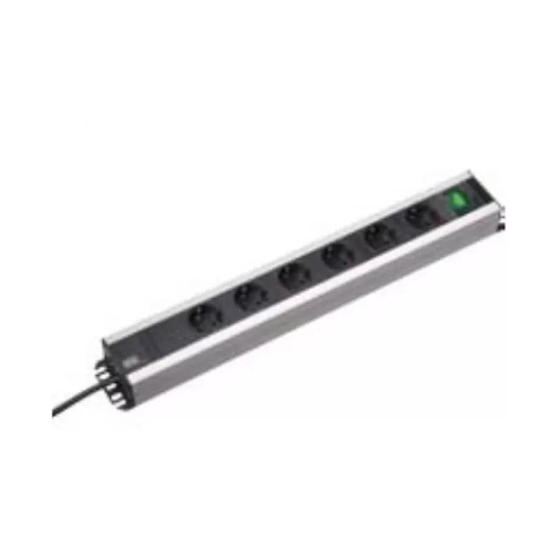 Bachmann 300.008 stroomverlenging 2 m 6 stopcontacten zwart, grijs