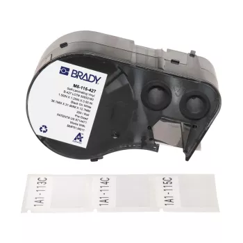 Brady, M5-115-427, zelflaminerend vinyl, zwart op wit/transparant, 38,10 x 12,70(31,75) mm, permanent, voor kabeldiameter van 3,40 - 6,10 mm (200 stuks) (170864)