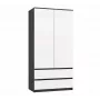 Kledingkast top e shop MALWA SS-90, 90×180×50 cm, antraciet frame, witte draaideuren, 2 lades, laminaat 16 mm