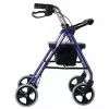 Rollator met vier wielen en zitting, blauw/zwart