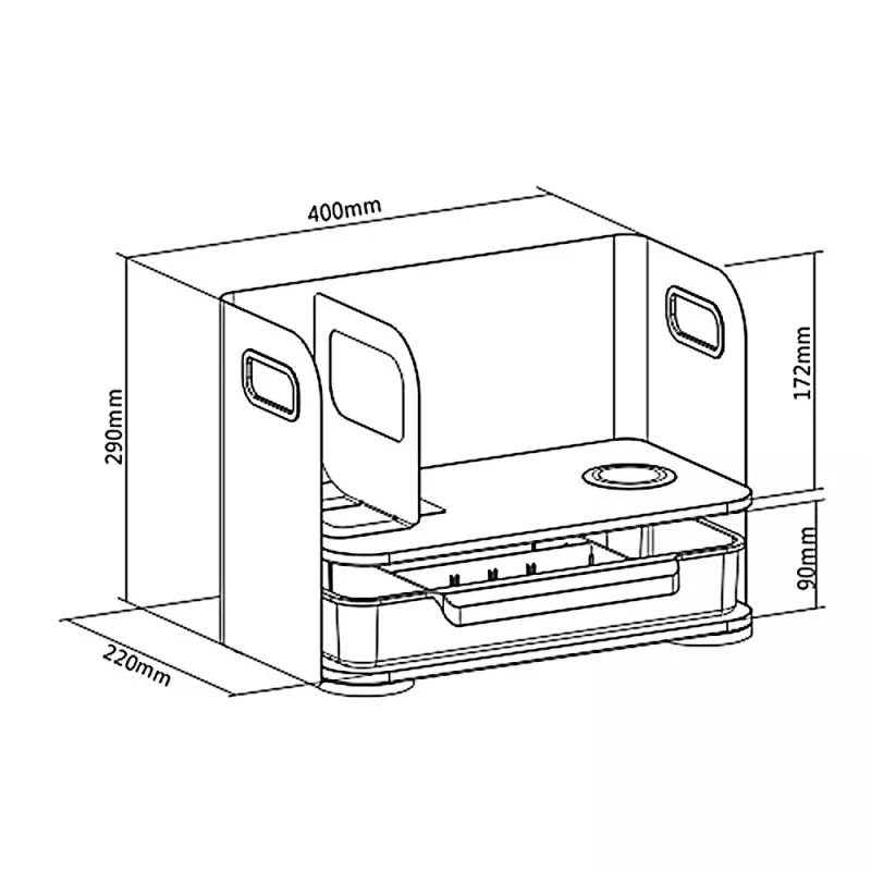 Bureau-organizer met lade en draadloze oplader Ergo Office, wit, max. 10kg, ER-441