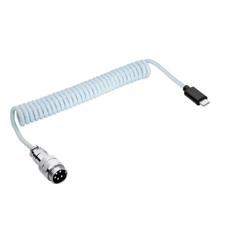 Akyga AK-USB-49 Aviator-spiraalkabel USB-C naar USB-C met GX16-stekker, USB 2.0, 3 m, wit