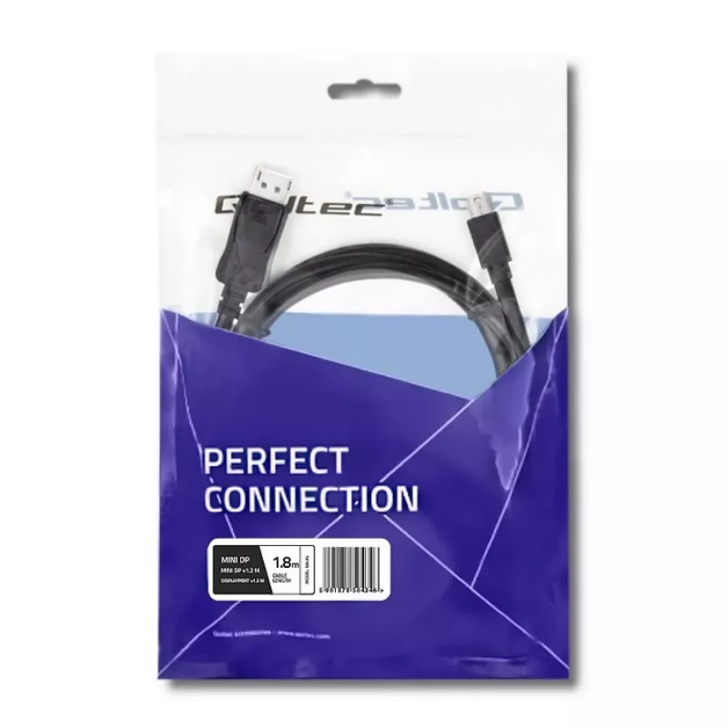 DisplayPort-kabel Qoltec 50434 1,8 m Mini DisplayPort zwart