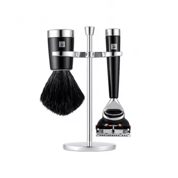 ZWILLING CLASSIC 3-delige scheerset met scheermes, kwast en houder - zwart