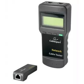 Netwerkkabeltester GEMBIRD NCT-31 — doorgangstester met LCD, ondersteuning voor RJ-11/RJ-12/RJ-45, zwart