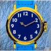NeXtime klok 8157 Watch One, 43x43,2 cm, wand, blauw/geel