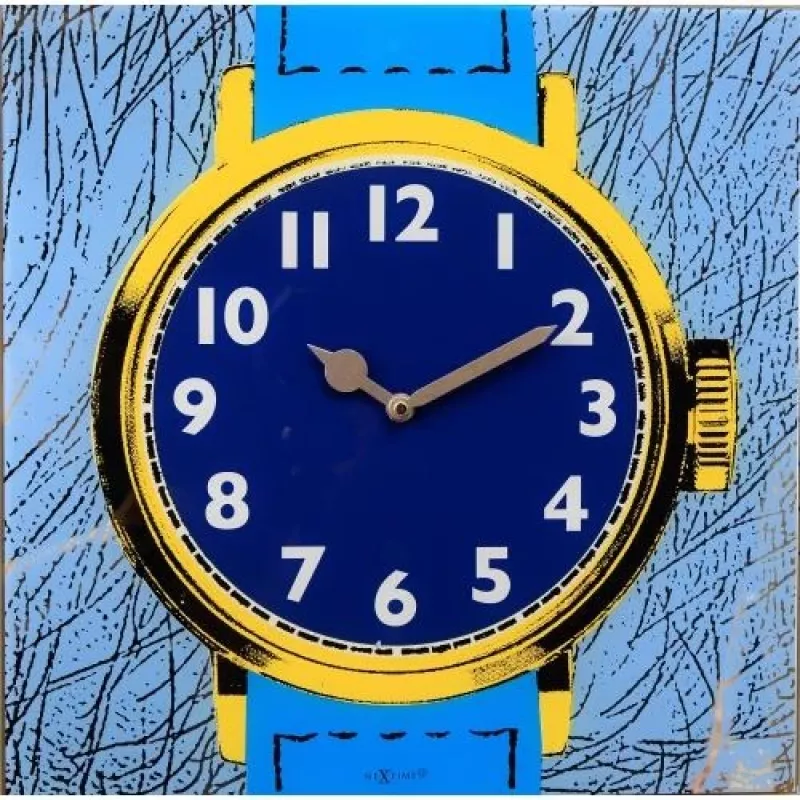 NeXtime klok 8157 Watch One, 43x43,2 cm, wand, blauw/geel