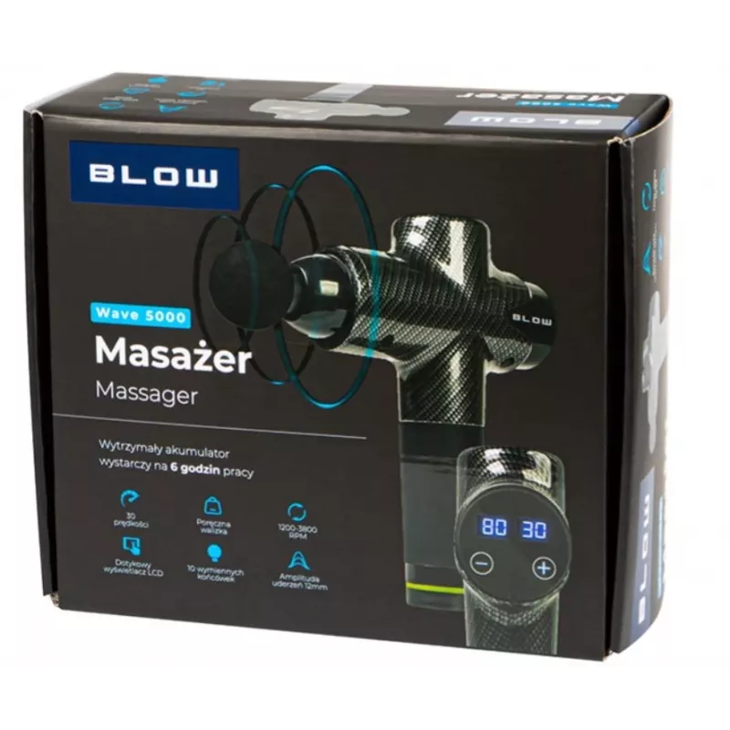 Massageapparaat BLOW Wave 5000 met 10 verwisselbare opzetstukken en draagtas