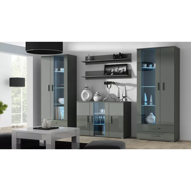 Cama sideboard 120 cm SOHO S7 grijs/grijs glanzend