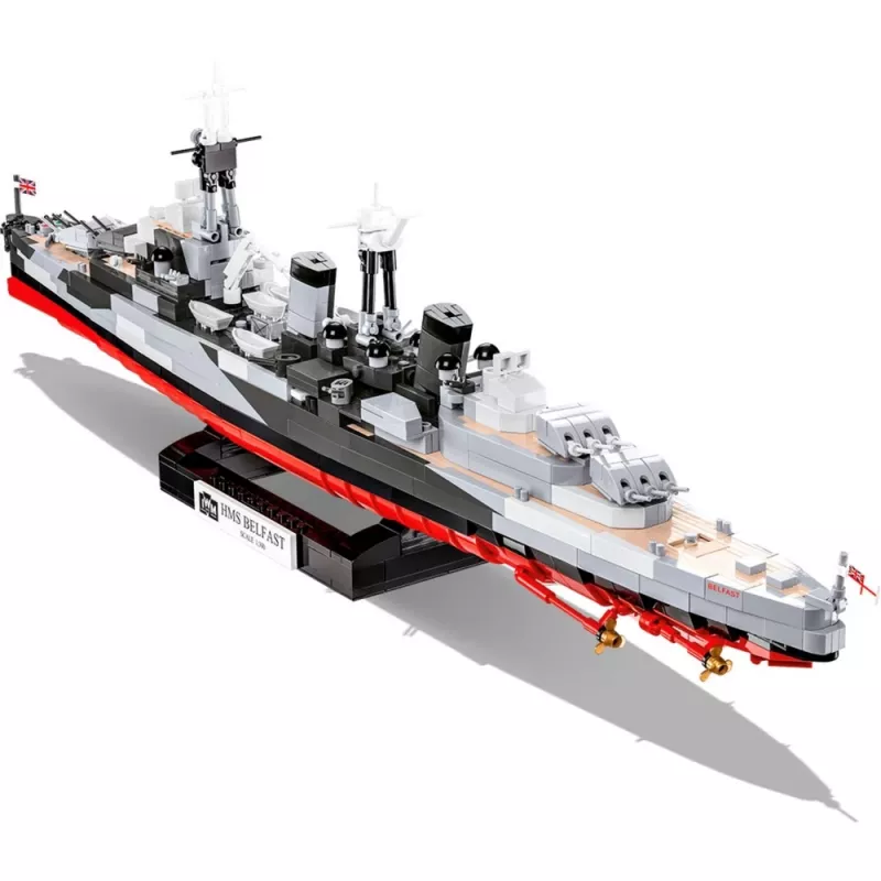 Constructiespeelgoed Cobi HMS Belfast model op schaal 1:300 COBI-4844, tentoonstellingsbouw van de historische lichte kruiser van de Royal Navy