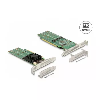 DeLOCK PCI Express x16-kaart naar 4 x interne NVMe M.2 Key M – low-profile formaat