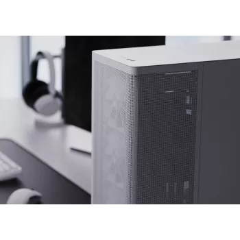 APNX pc midi tower C1-R-WT-v1 — wit, ondersteunt ATX/Micro-ATX/Mini-ITX, 3x 120 mm frontventilatoren voorgeïnstalleerd, 3x 3,5-inch + 3x 2,5-inch bays, USB 3.2 Gen1 x2