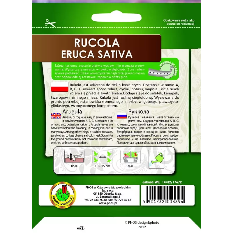 PNOS rucola Eruca sativa zaden op band, 6 m