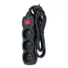 Verlengsnoer ESPERANZA ELK210K — 1,5 m kabel, 3 AC-stopcontacten type E, haakse stekker, binnen, zwart