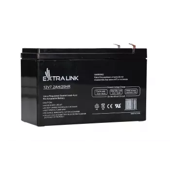 UPS-batterij Extralink AGM 12V 7,2Ah (7Ah) verzegelde lood-zuur VRLA, onderhoudsvrij, zwart