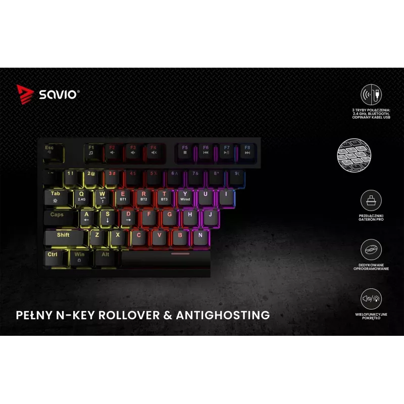 Savio Phenix SAVGK-RED gamingtoetsenbord USB RF draadloos Bluetooth QWERTY