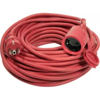 Verlengkabel AS Schwabe 60264 — 25 m, rood, stroomverlenging voor buiten/binnen
