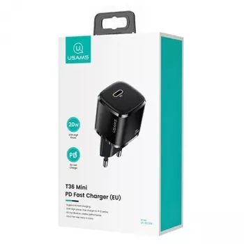 usams oplader 1x USB-C T36 + Lightning PD – compacte PD-oplader met USB-C en Lightning